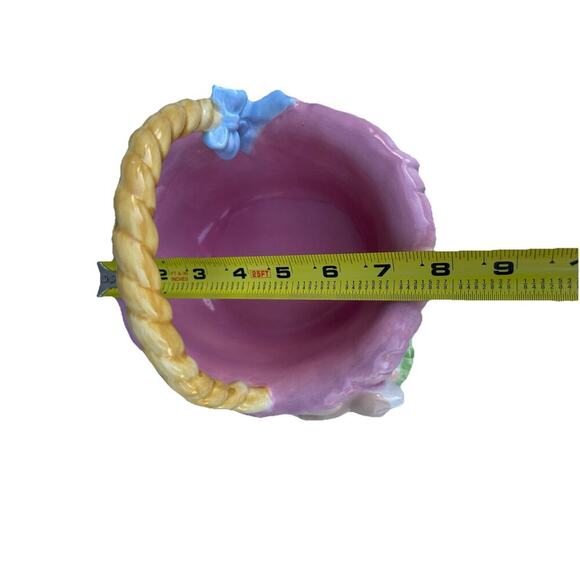 Lot of 3 Ceramic Easter Candy Dishes 2 Baskets and 1 Jelly Bean Lid Dish Bundle - Picture 7 of 16